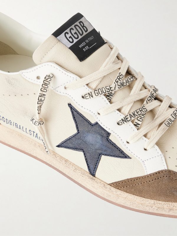 Ball Star Distressed Suede -Trimmed Leather Sneakers - CU Ball Star Distressed Suede -Trimmed Leather Sneakers - CU