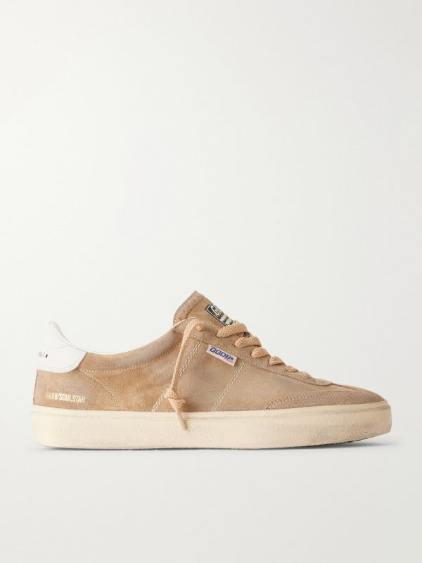 Super-Star Distressed Leather-Trimmed Suede Sneakers Super-Star Distressed Leather-Trimmed Suede Sneakers