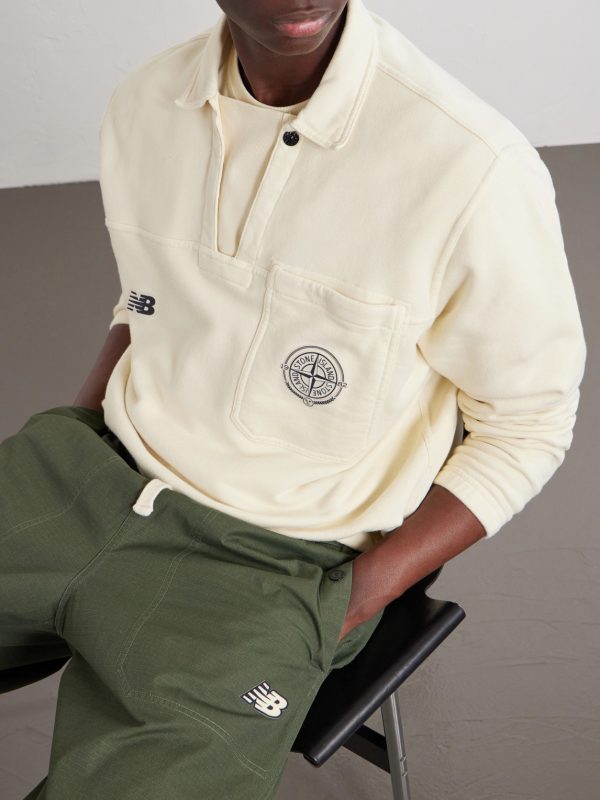 + New Balance Logo-Print Cotton-Jersey Polo Sweater - CU + New Balance Logo-Print Cotton-Jersey Polo Sweater - CU