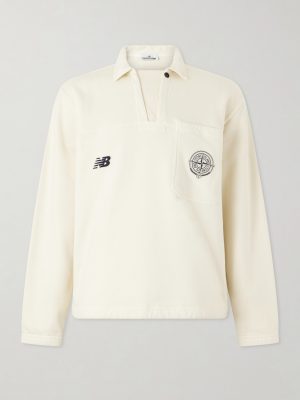 + New Balance Logo-Print Cotton-Jersey Polo Sweater