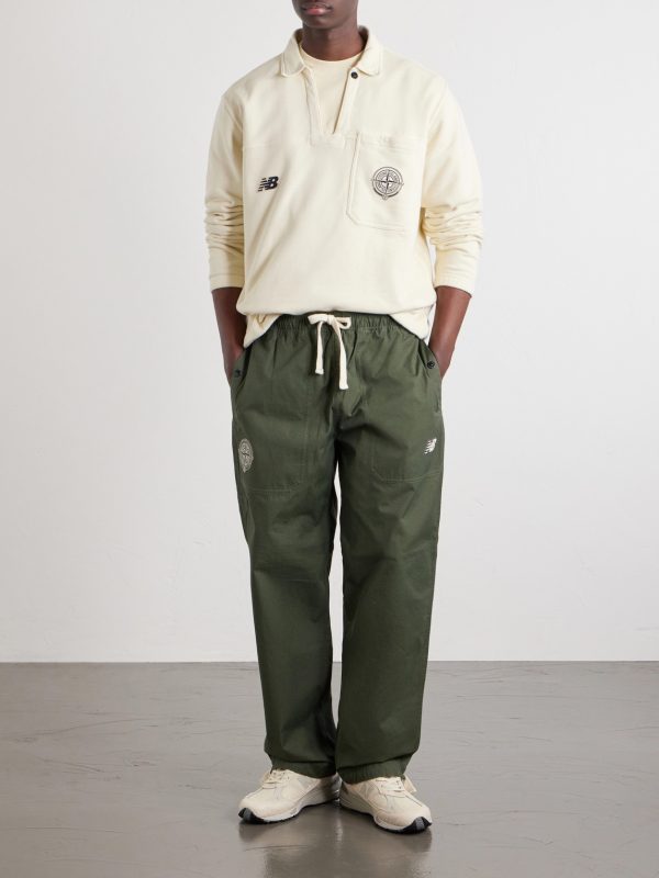 + New Balance Logo-Print Cotton-Jersey Polo Sweater - OU + New Balance Logo-Print Cotton-Jersey Polo Sweater - OU