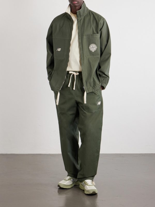 + New Balance Straight-Leg Logo-Print Cotton-Ripstop Trousers - OU