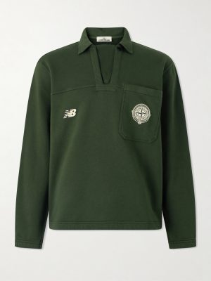 + New Balance Logo-Print Cotton-Jersey Polo Sweater