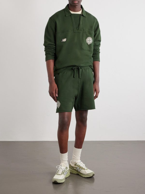 + New Balance Logo-Print Cotton-Jersey Polo Sweater - OU + New Balance Logo-Print Cotton-Jersey Polo Sweater - OU