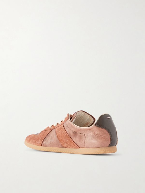 Replica Suede-Trimmed Leather Sneakers - BK Replica Suede-Trimmed Leather Sneakers - BK