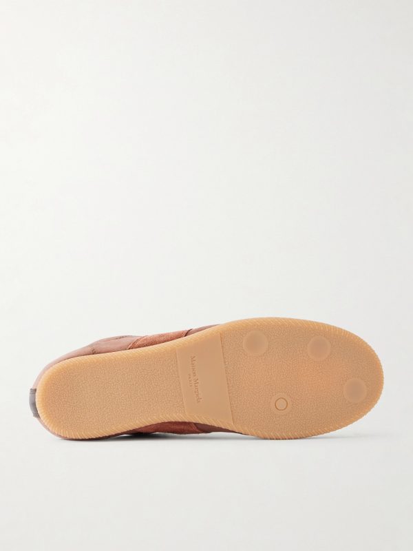 Replica Suede-Trimmed Leather Sneakers - E1 Replica Suede-Trimmed Leather Sneakers - E1