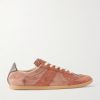 Replica Suede-Trimmed Leather Sneakers Replica Suede-Trimmed Leather Sneakers