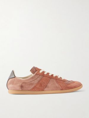 Replica Suede-Trimmed Leather Sneakers