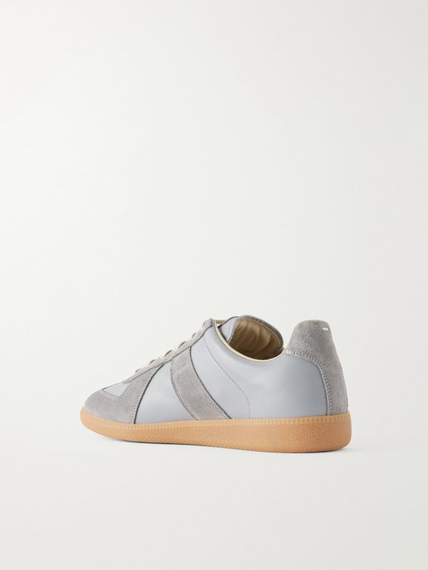 Replica Suede-Trimmed Leather Sneakers - BK