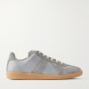 Replica Suede-Trimmed Leather Sneakers