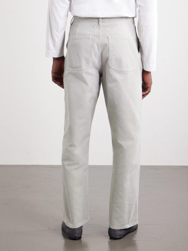 Wide-Leg Paint-Splattered Cotton-Canvas Trousers - BK
