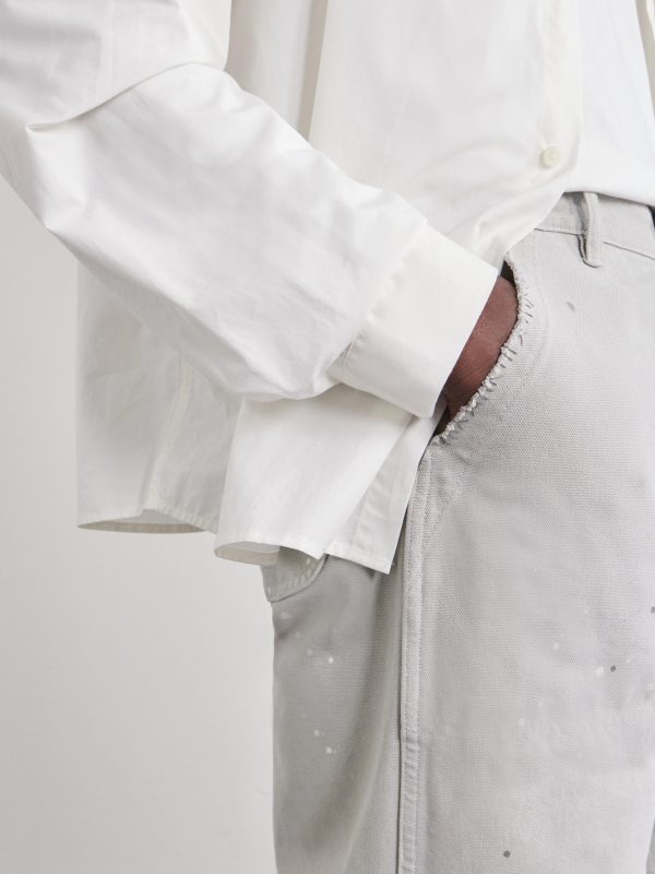 Wide-Leg Paint-Splattered Cotton-Canvas Trousers - CU
