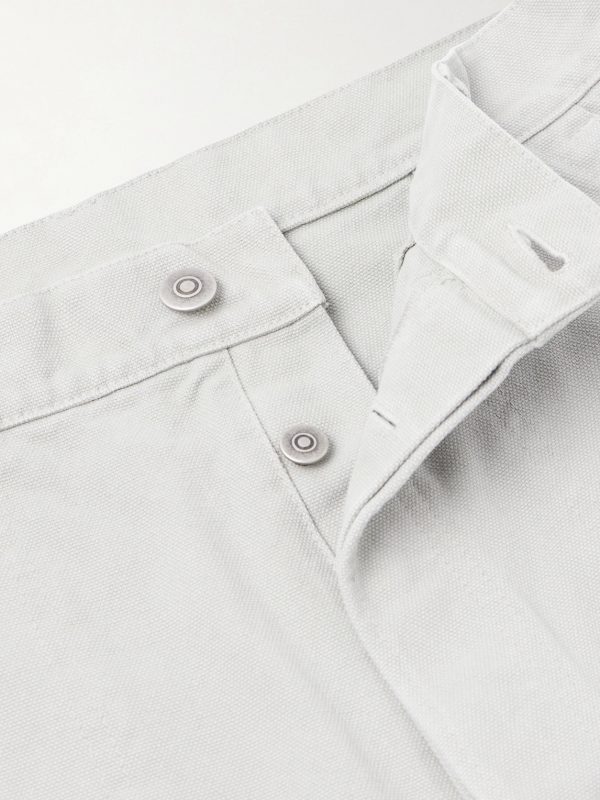 Wide-Leg Paint-Splattered Cotton-Canvas Trousers - E1