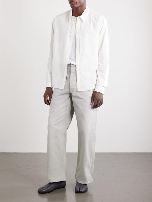 Wide-Leg Paint-Splattered Cotton-Canvas Trousers - OU