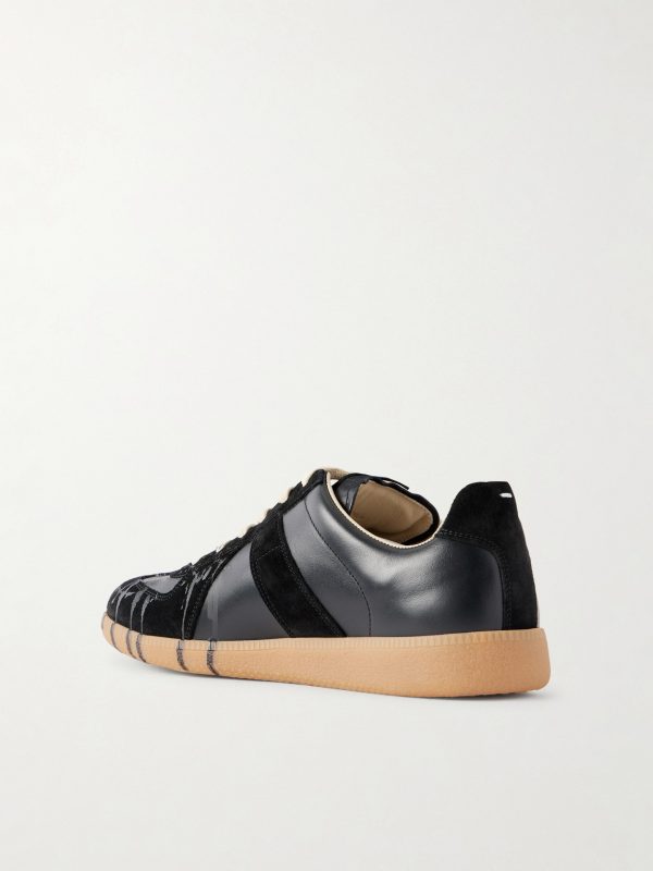 Replica Paint-Splattered Leather Sneakers - BK Replica Paint-Splattered Leather Sneakers - BK