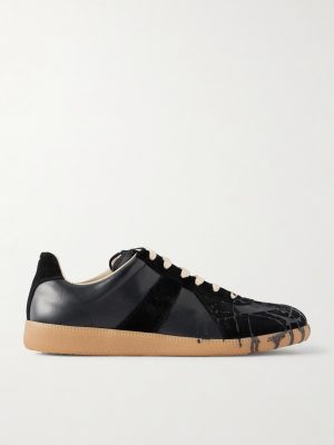 Replica Paint-Splattered Leather Sneakers Replica Paint-Splattered Leather Sneakers