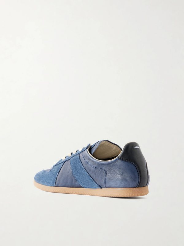 Replica Suede-Trimmed Leather Sneakers - BK Replica Suede-Trimmed Leather Sneakers - BK