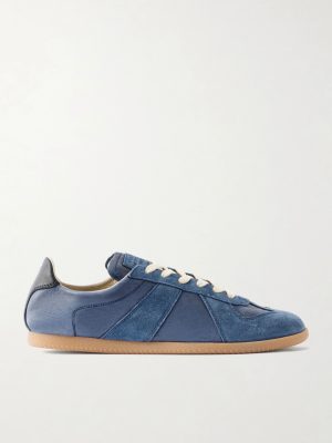 Replica Suede-Trimmed Leather Sneakers