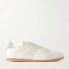 Replica Suede-Trimmed Leather Sneakers Replica Suede-Trimmed Leather Sneakers