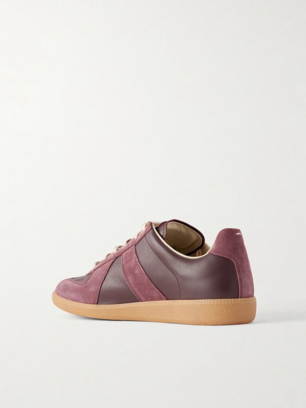 Replica Suede-Trimmed Leather Sneakers - BK Replica Suede-Trimmed Leather Sneakers - BK