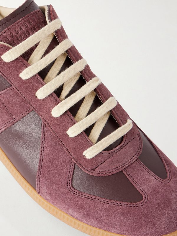 Replica Suede-Trimmed Leather Sneakers - CU Replica Suede-Trimmed Leather Sneakers - CU