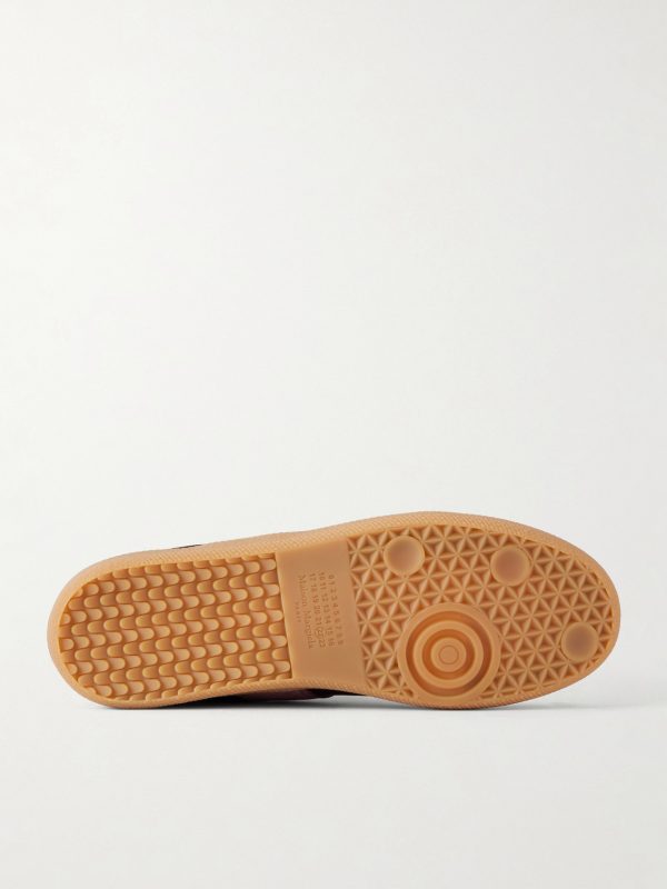 Replica Suede-Trimmed Leather Sneakers - E1 Replica Suede-Trimmed Leather Sneakers - E1