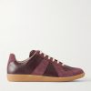 Replica Suede-Trimmed Leather Sneakers Replica Suede-Trimmed Leather Sneakers