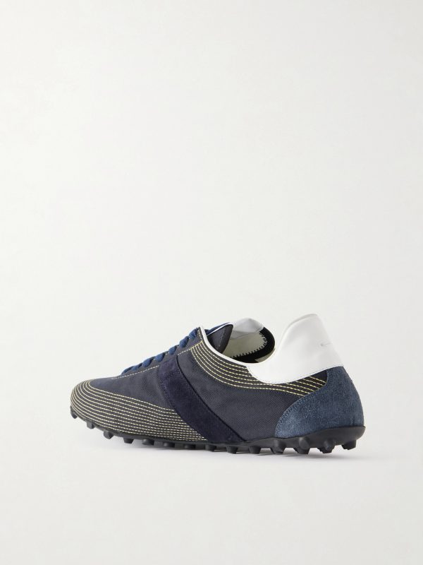Sprinters Leather and Suede-Trimmed Cotton-Twill Sneakers - BK Sprinters Leather and Suede-Trimmed Cotton-Twill Sneakers - BK