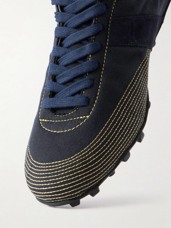 Sprinters Leather and Suede-Trimmed Cotton-Twill Sneakers - CU Sprinters Leather and Suede-Trimmed Cotton-Twill Sneakers - CU
