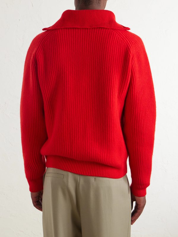 Ribbed Wool Zip-Up Sweater - BK