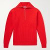 Ribbed Wool Zip-Up Sweater