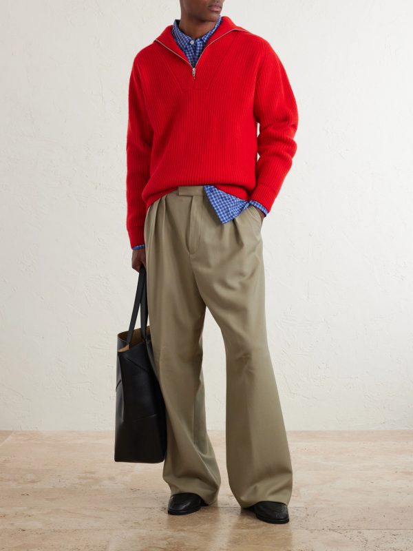 Ribbed Wool Zip-Up Sweater - OU