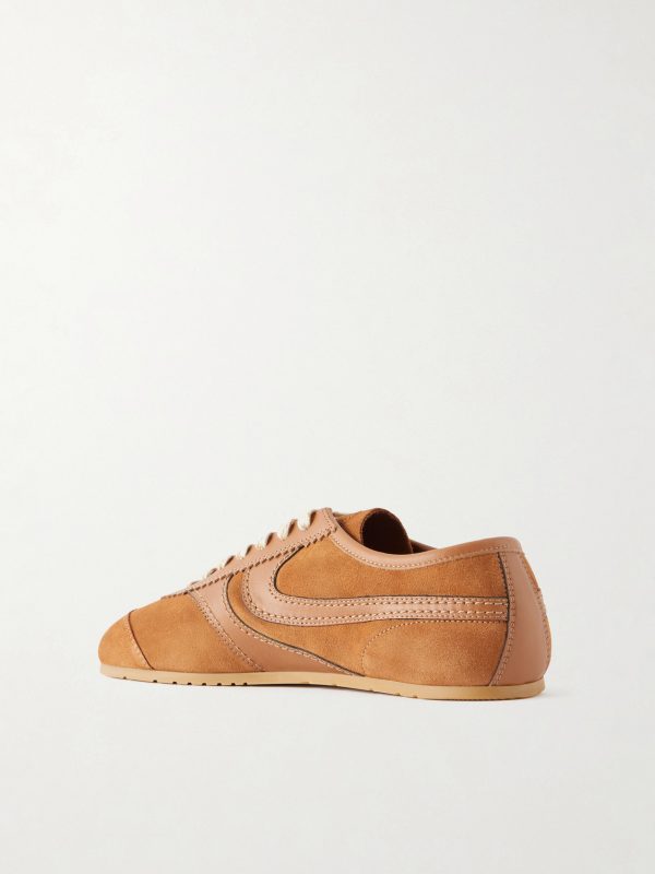 Leather-Trimmed Suede Sneakers - BK Leather-Trimmed Suede Sneakers - BK