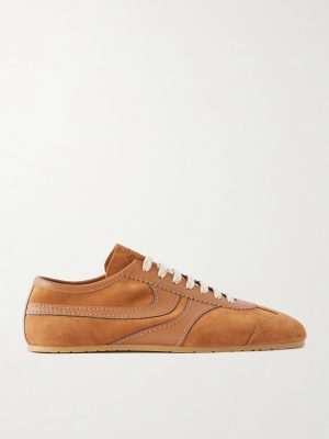 Leather-Trimmed Suede Sneakers