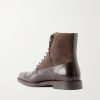 Suede-Trimmed Leather Lace-Up Derby Boots - BK Suede-Trimmed Leather Lace-Up Derby Boots - BK