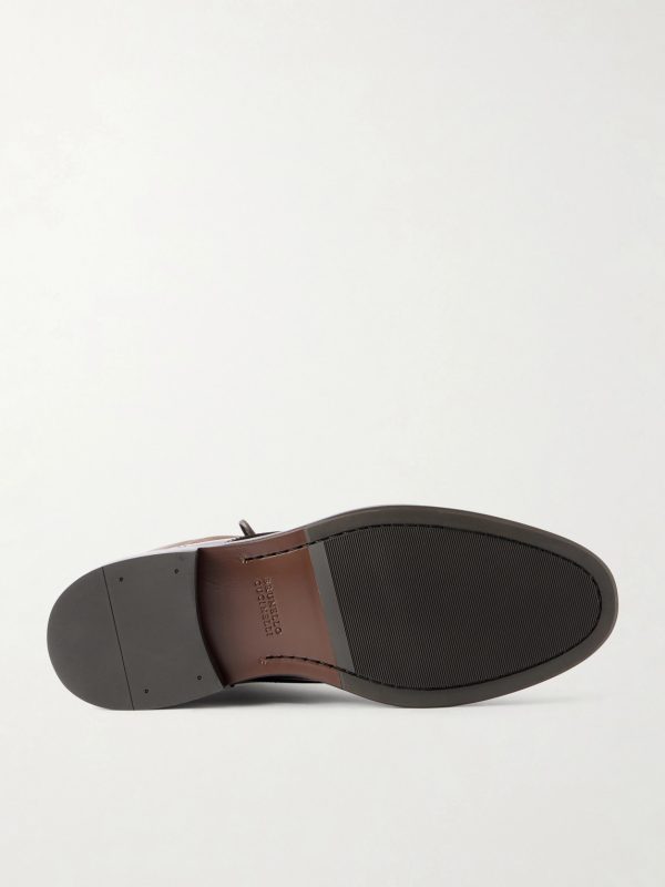 Suede-Trimmed Leather Lace-Up Derby Boots - E1 Suede-Trimmed Leather Lace-Up Derby Boots - E1