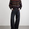 Striped Wool-Blend Sweater - OU Striped Wool-Blend Sweater - OU