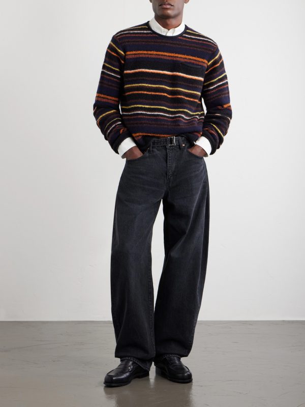 Striped Wool-Blend Sweater - OU Striped Wool-Blend Sweater - OU