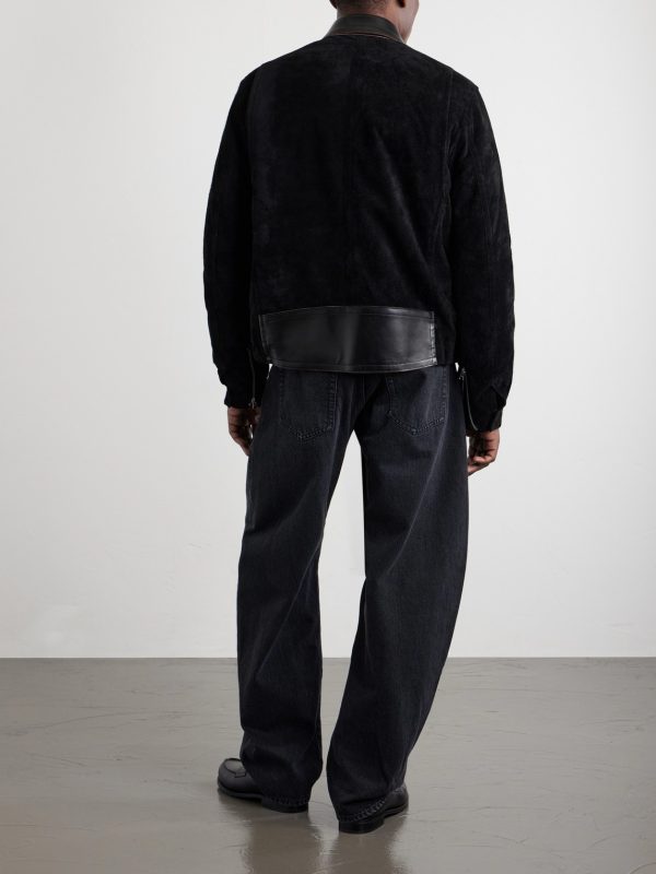 Leather-Trimmed Suede Jacket - BK
