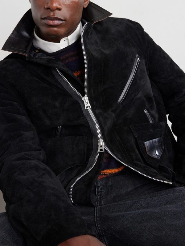 Leather-Trimmed Suede Jacket - CU