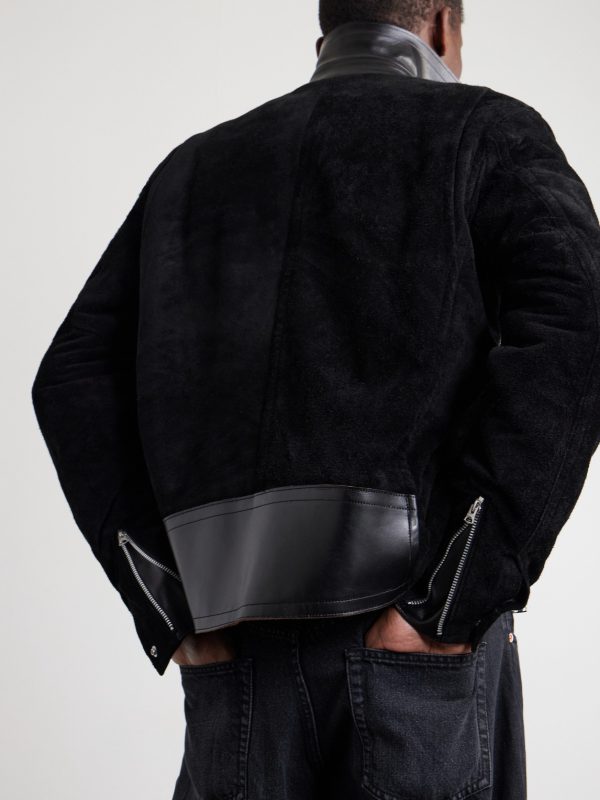 Leather-Trimmed Suede Jacket - E1