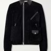Leather-Trimmed Suede Jacket