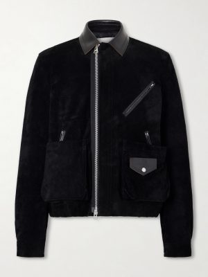 Leather-Trimmed Suede Jacket