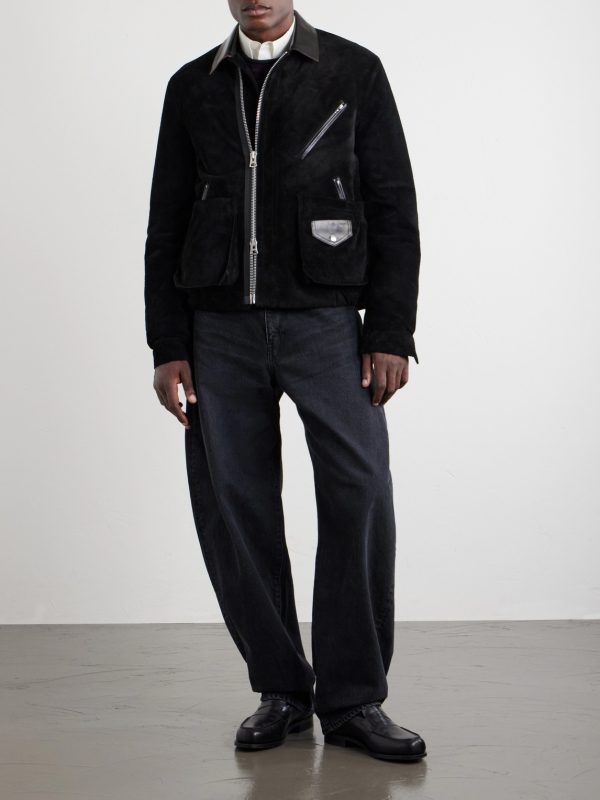 Leather-Trimmed Suede Jacket - OU