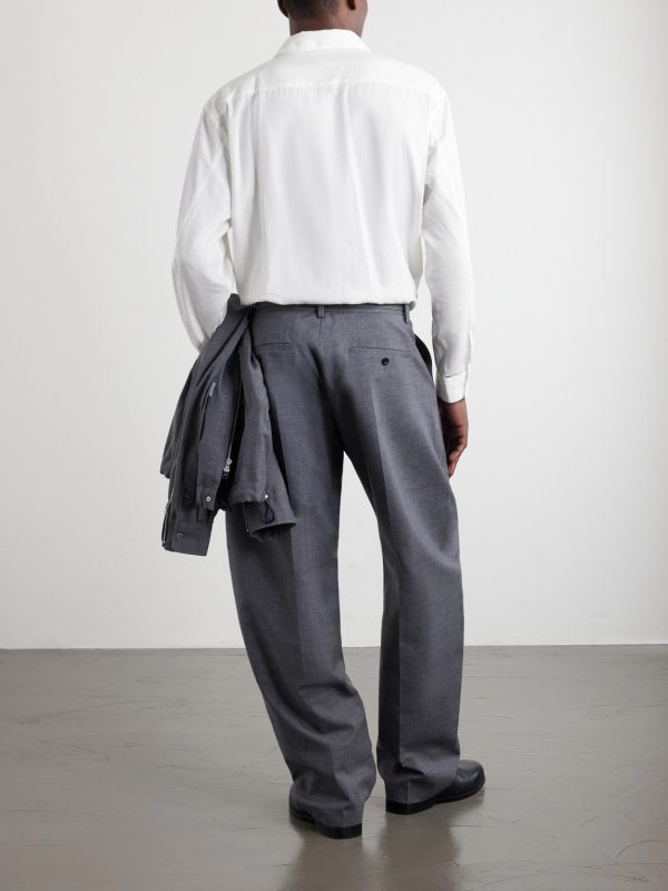 Barrel-Leg Belted Woven Trousers - BK