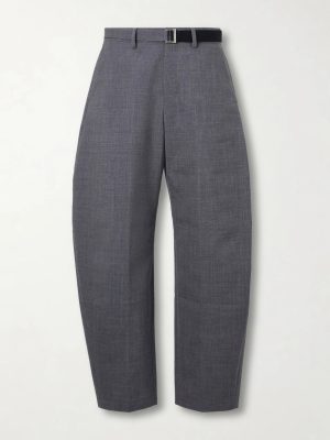 Barrel-Leg Belted Woven Trousers