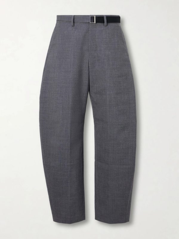 Barrel-Leg Belted Woven Trousers