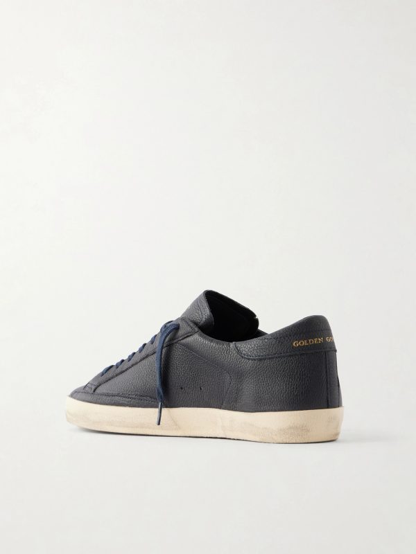 Super-Star Distressed Full-Grain Leather Sneakers - BK Super-Star Distressed Full-Grain Leather Sneakers - BK