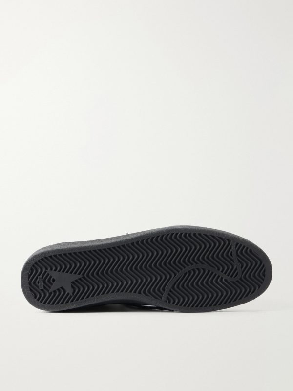 Ball Star Distressed Suede-Trimmed Leather Sneakers - E1