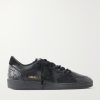 Ball Star Distressed Suede-Trimmed Leather Sneakers